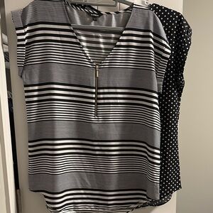 2 Express Black and White Boxy Cap Sleeve Blouses